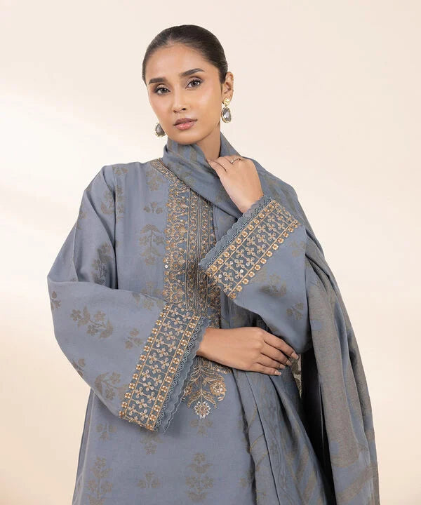 3 Piece - Embroidered Jacquard Suit