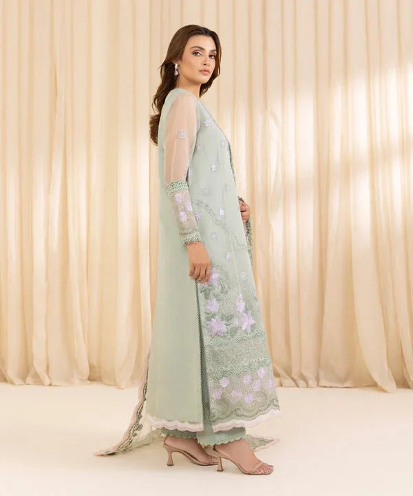 3 Piece - Embroidered Organza Suit