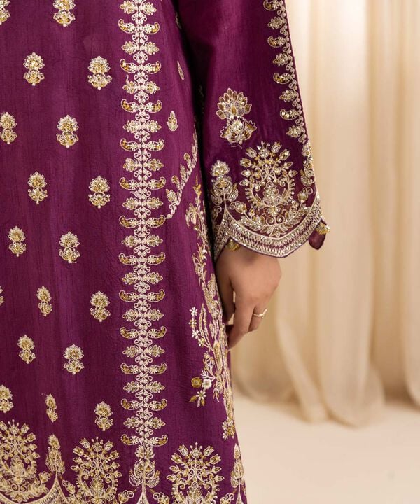 3 Piece - Embroidered Silk Suit