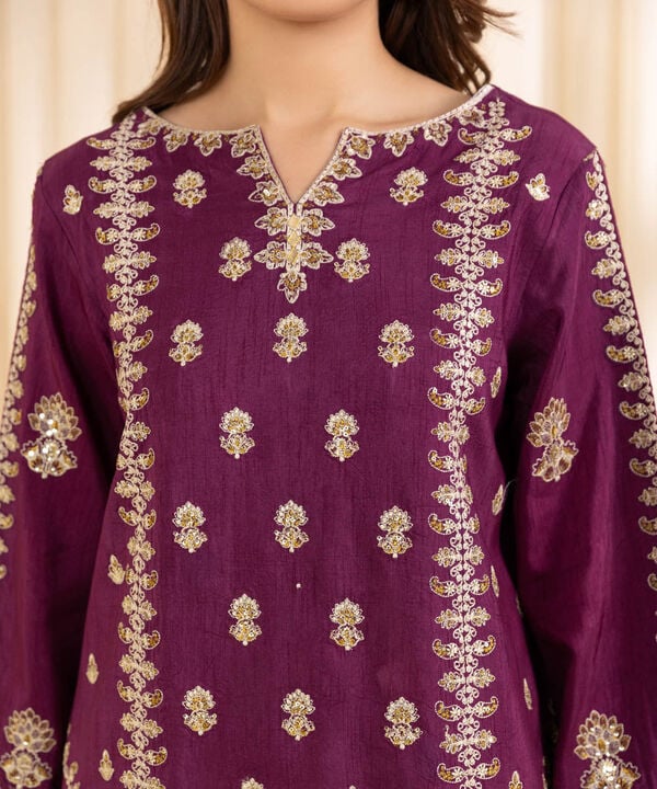 3 Piece - Embroidered Silk Suit