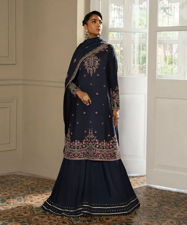 3 Piece - Embroidered Cotton Net Suit