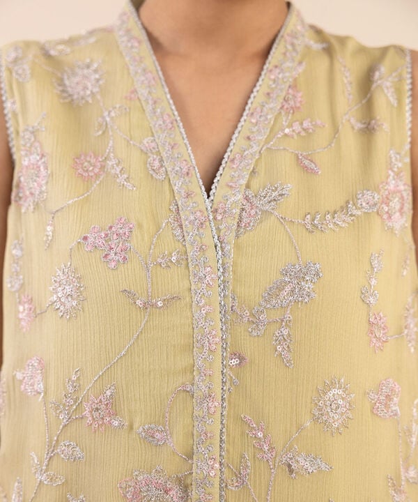 3 Piece - Embroidered Chiffon Suit