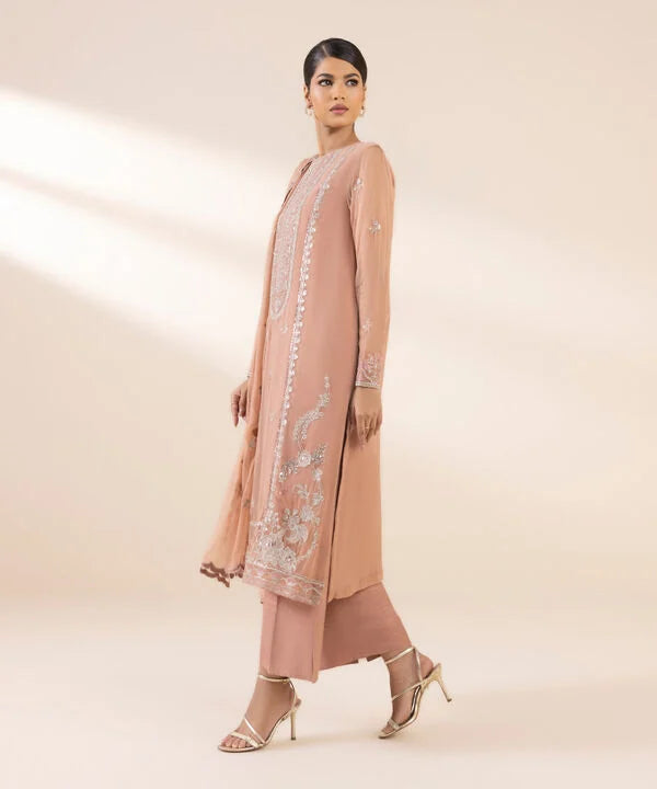 3 Piece - Embroidered Chiffon Suit