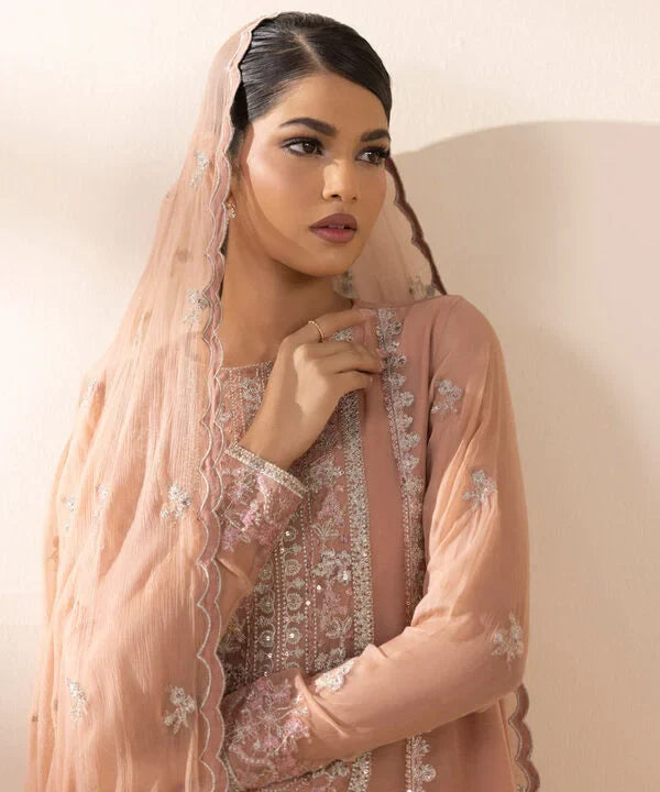 3 Piece - Embroidered Chiffon Suit