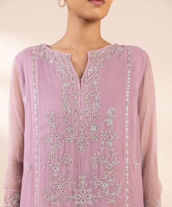 3 Piece - Embroidered Chiffon Suit