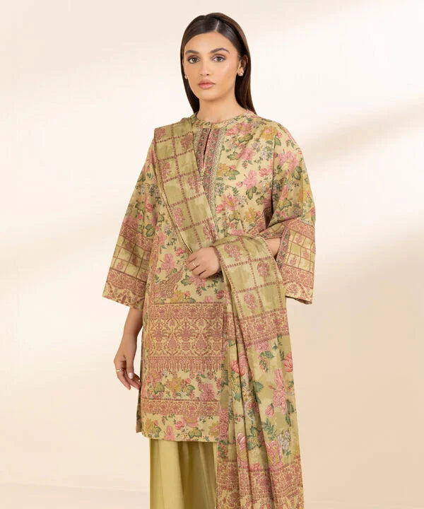 3 Piece - Embroidered Cotton Suit