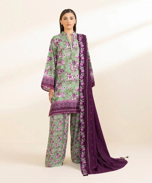 3 Piece - Embroidered Linen Suit