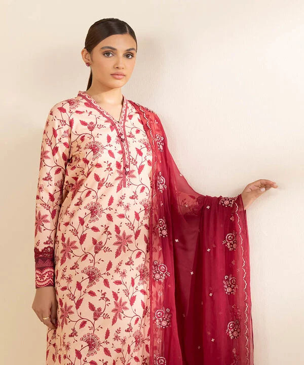 3 Piece - Embroidered Cotton Suit