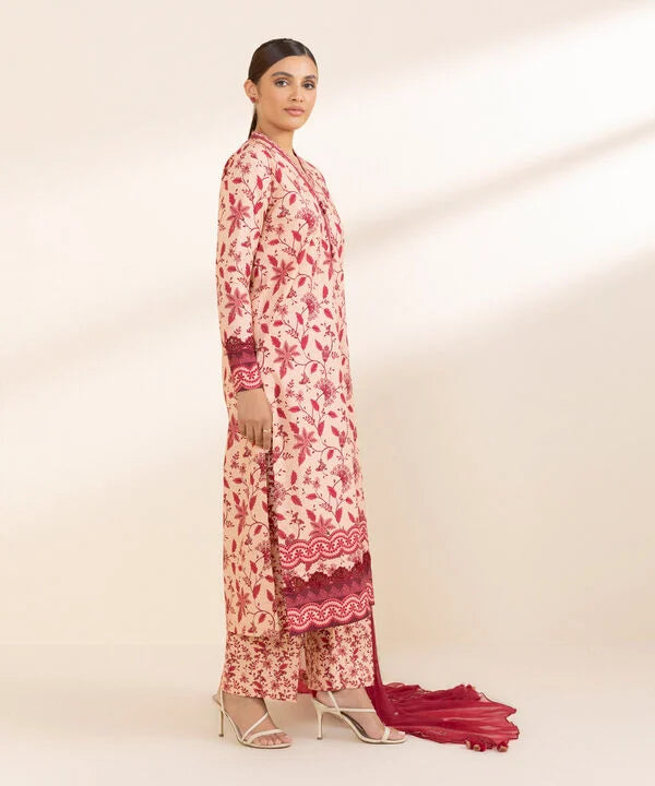 3 Piece - Embroidered Cotton Suit