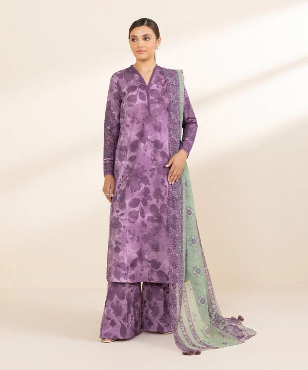 3 Piece - Embroidered Cotton Suit