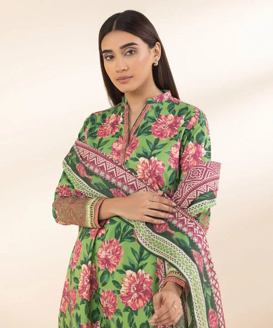 3 Piece - Embroidered Cotton Suit