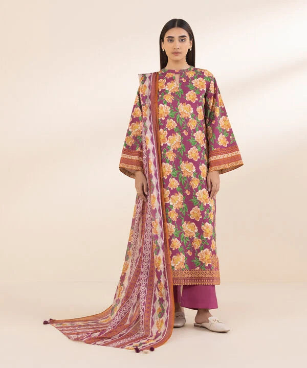 3 Piece - Embroidered Cotton Suit