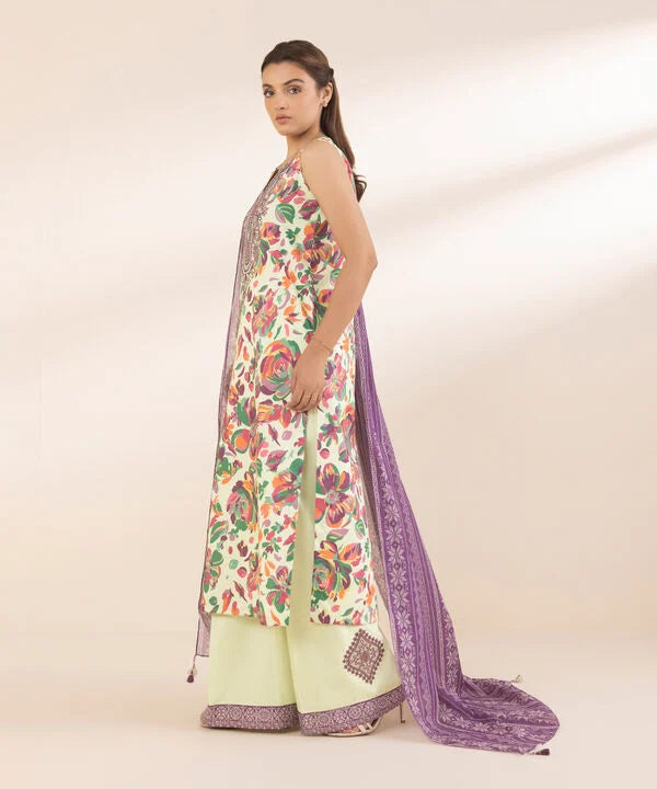 3 Piece - Embroidered Cotton Suit