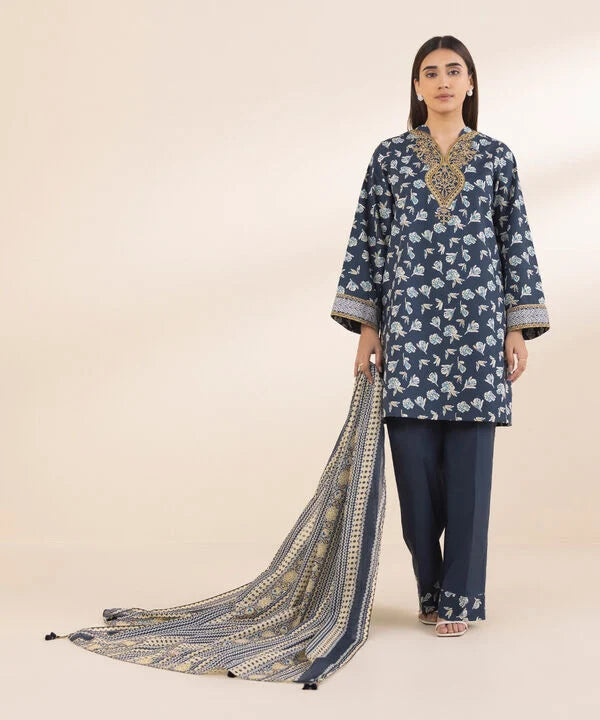 3 Piece - Embroidered Cotton Suit