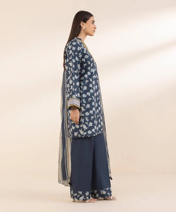 3 Piece - Embroidered Cotton Suit