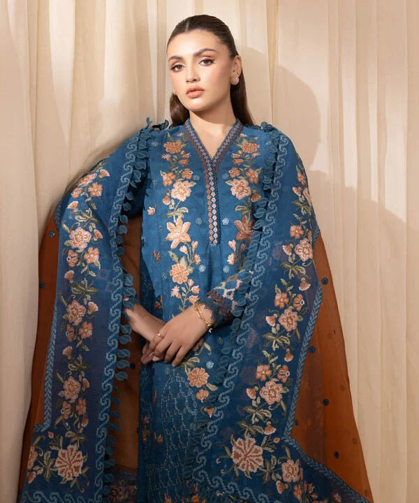 3 Piece - Embroidered Cotton Jacquard Suit