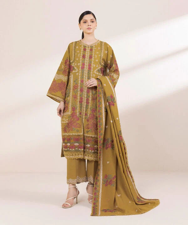 3 Piece - Embroidered Karandi Suit