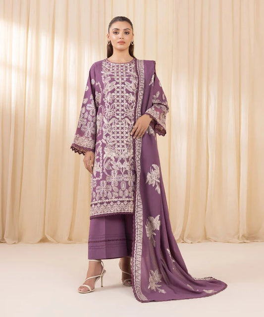 3 Piece - Embroidered Karandi Suit