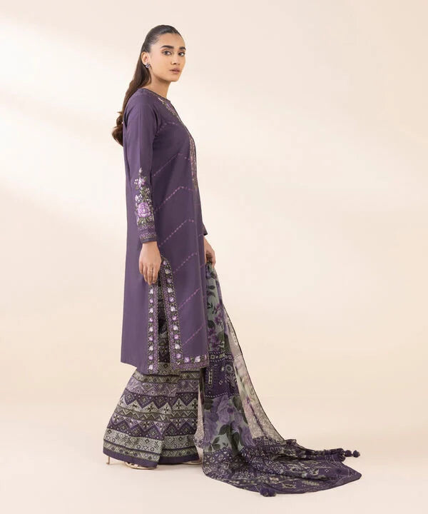 3 Piece - Embroidered Cotton Suit