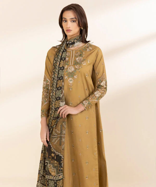 3 Piece - Embroidered Cotton Suit