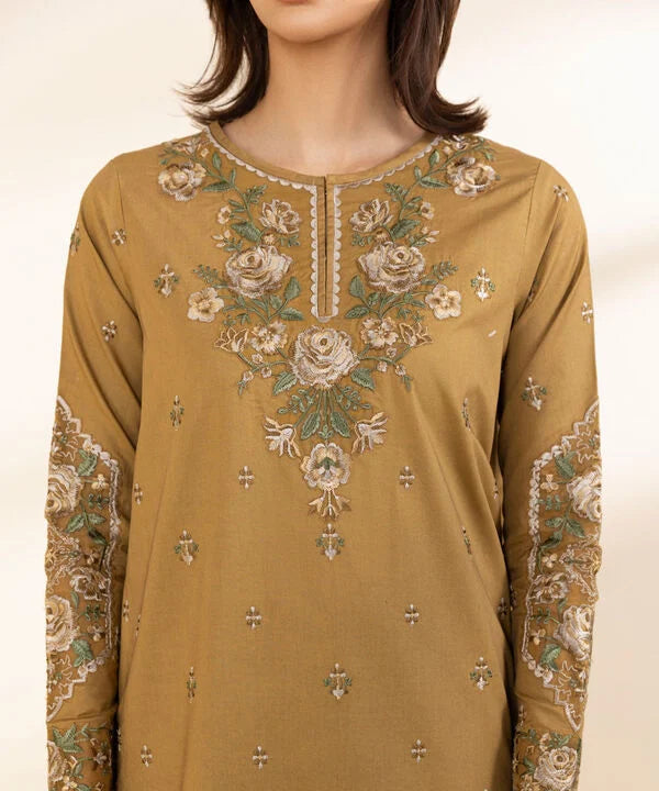 3 Piece - Embroidered Cotton Suit