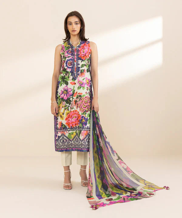 3 Piece - Embroidered Cotton Suit