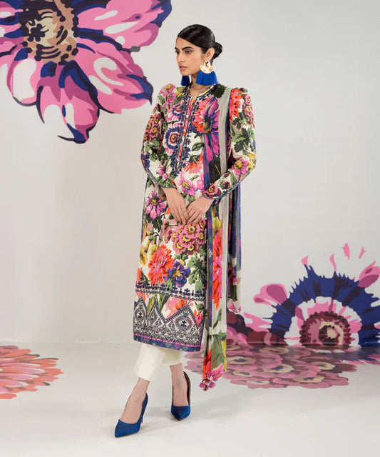 3 Piece - Embroidered Cotton Suit