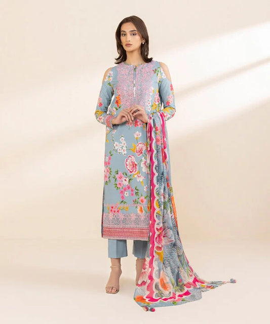 3 Piece - Embroidered Cotton Suit