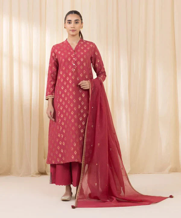 3 Piece - Embroidered Jacquard Suit