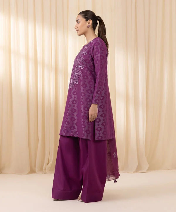 3 Piece - Embroidered Jacquard Suit