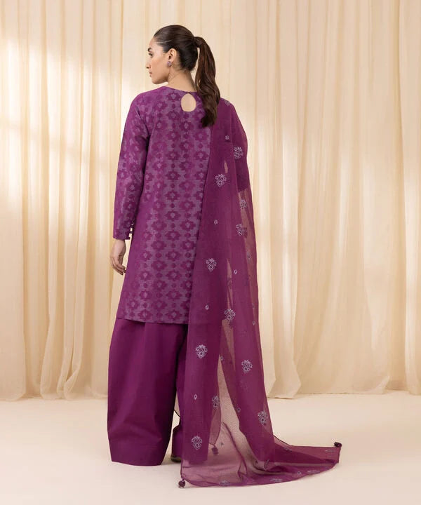 3 Piece - Embroidered Jacquard Suit