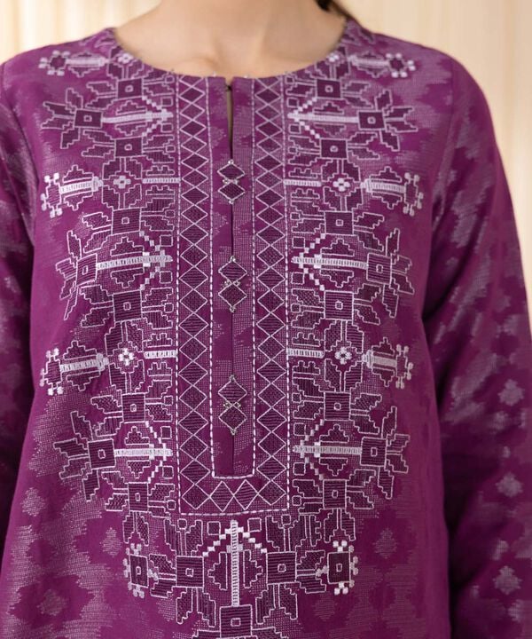 3 Piece - Embroidered Jacquard Suit