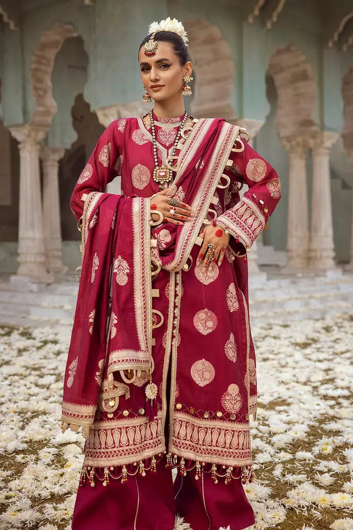 3 Piece Jacquard Unstitched Suit with Jacquard Dupatta