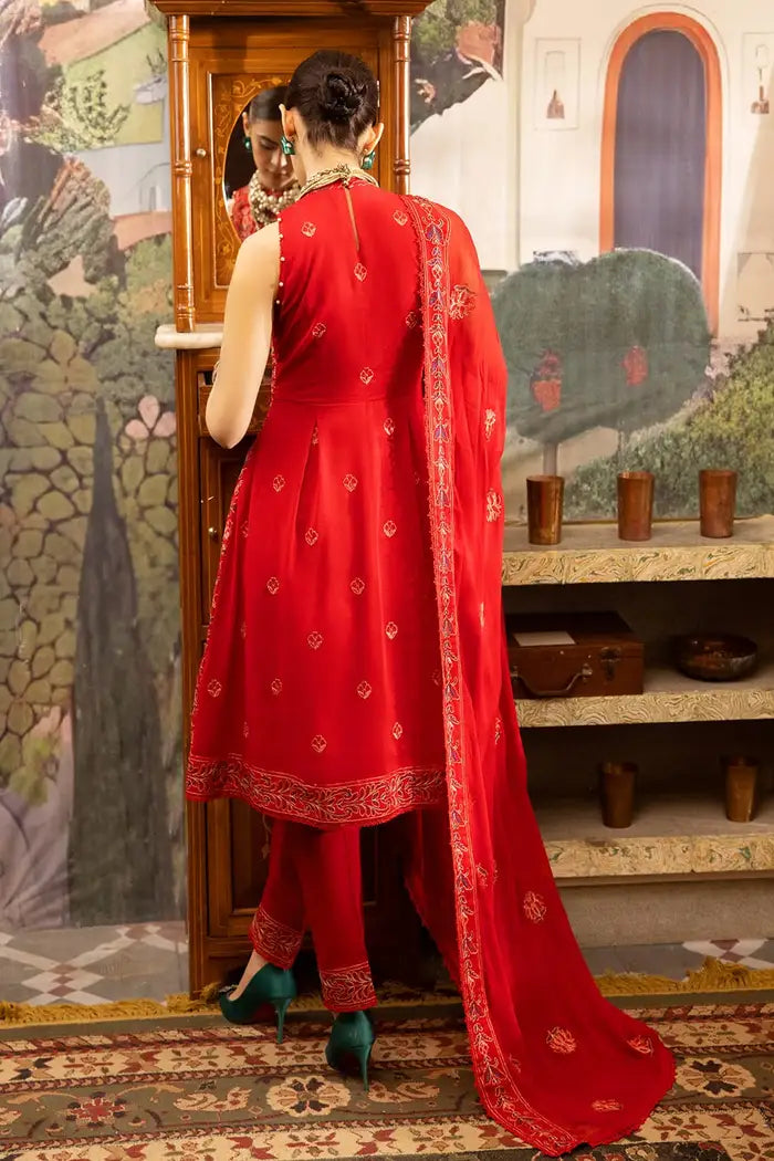 3 Piece Embroidered Swiss Voile Unstitched Suit with Embroidered Chiffon Dupatta and Inner LSV-42019