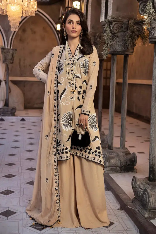 3 Piece Embroidered Lawn Unstitched Suit with Embroidered Chiffon Dupatta PM-42012