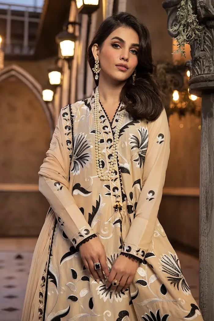 3 Piece Embroidered Lawn Unstitched Suit with Embroidered Chiffon Dupatta PM-42012