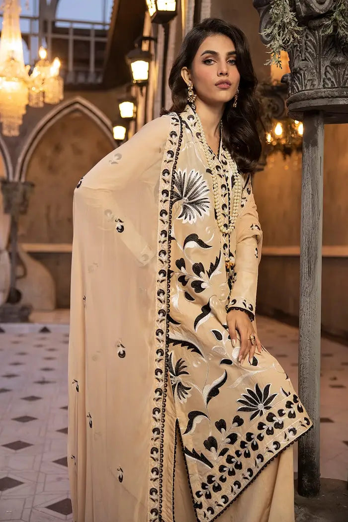 3 Piece Embroidered Lawn Unstitched Suit with Embroidered Chiffon Dupatta PM-42012